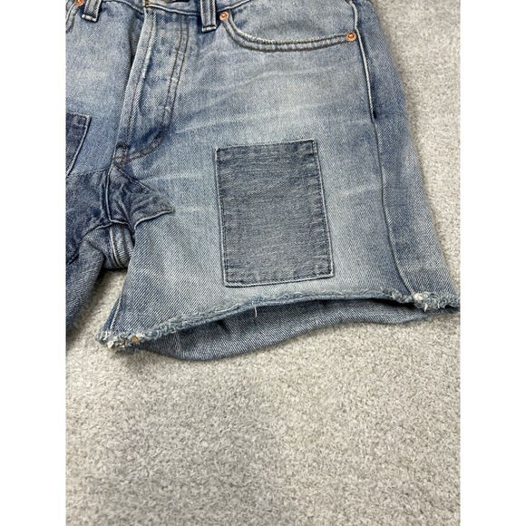 We‎ The Free Denim Shorts Patchwork Distressed Frayed Hem Casual EUC Size 24 - Picture 3 of 9